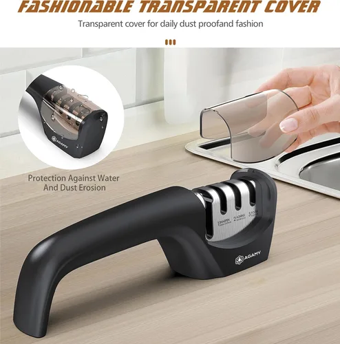 Vista 2 de 6 en 1 mejor afilador de cuchillos Afilador de cocina de 4 etapas premium para cuchillos, tijeras Diamante duro, carburo, ranuras de cerámica