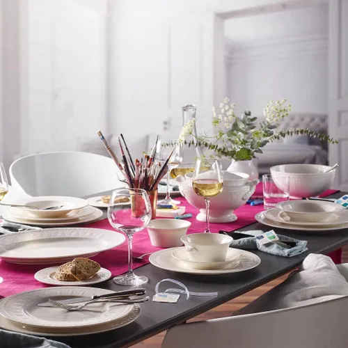 Vista 4 de Villeroy & Boch Cellini - Plato llano, 10.5 pulgadas, porcelana premium, color blanco