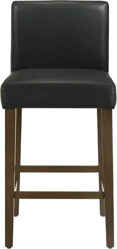 Vista 5 de CHITA Juego de 2 taburetes de bar de altura de mostrador, taburetes de bar tapizados de altura de asiento de 27 pulgadas, cuero sintético en negro