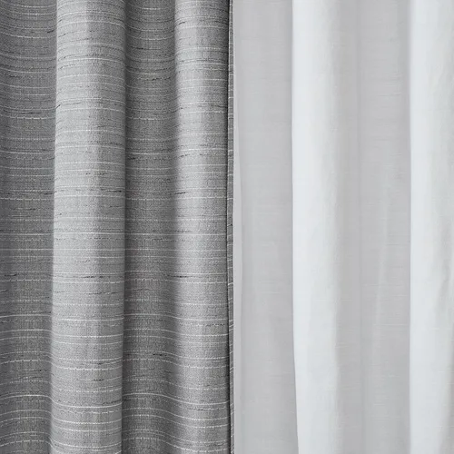 Vista 3 de Comfort Spaces - Juego de 2 paneles de cortina de tela de ramio para ventana Gris