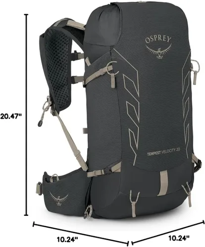 Vista 14 de Osprey Tempest Velocity 20L Mochila de senderismo para mujer, carbón oscuro/bronceado Chiru, WXS/S