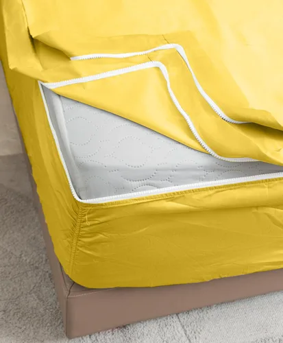 Vista 30 de Twin Zip Sheet 39x75-3 Piece Full Size Zipper Fitted Sheet - 1 Base & 2 Top Sheet - 1200TC 100% Cotton Breathable & Cooling - Fits 15" Deep Pockets