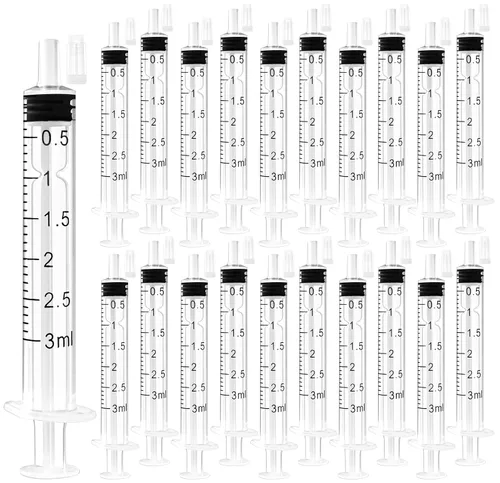 Vista 18 de Paquete de 24 jeringas de plástico de 0.0 fl oz con tapas, estériles, selladas individualmente para rellenar líquidos precisos, medir y alimentar