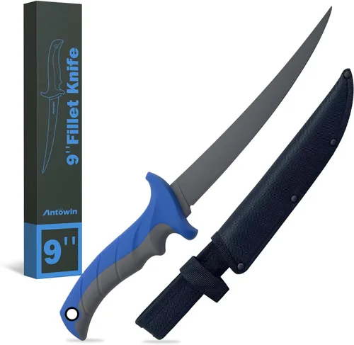 Vista 10 de ANTOWIN Cuchillo de filete de 7 pulgadas para pescado, hoja de acero inoxidable SG2 japonés de grado profesional, cuchillos de filete de pesca