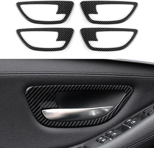 Vista 10 de 2 piezas de calcomanías para rejilla de aire del salpicadero, estilo carbono, de ABS, para ajuste en las rejillas de aire acondicionado, para BMW