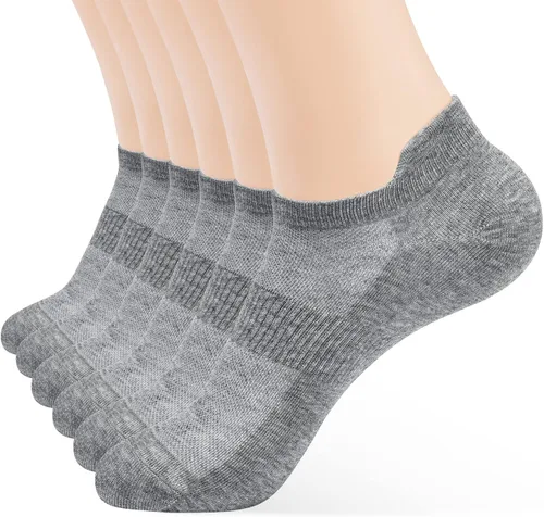 Vista 23 de ATBITER Calcetines de tobillo para mujer, delgados, atléticos, de corte bajo, con lengüeta en el talón, 6 pares 12 pares 4blanco+4negro+4gris