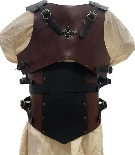 Vista 5 de Armadura medieval para el pecho para hombre, disfraz de caballero de caballero, armadura de cuero vikingo, LARP, Halloween, fiesta de cosplay
