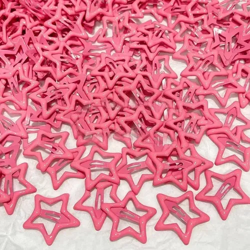 Vista 5 de 10 pinzas para el cabello con forma de estrella roja clara, pasadores para el cabello para niñas, pinzas pequeñas Y2K, antideslizantes, estrellas
