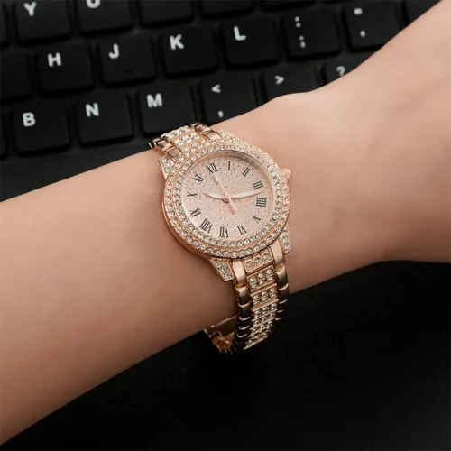 Vista 2 de CdyBox Juego de 3 relojes analógicos de cuarzo con diamantes de imitación para mujer, 3 unidades, Moderno