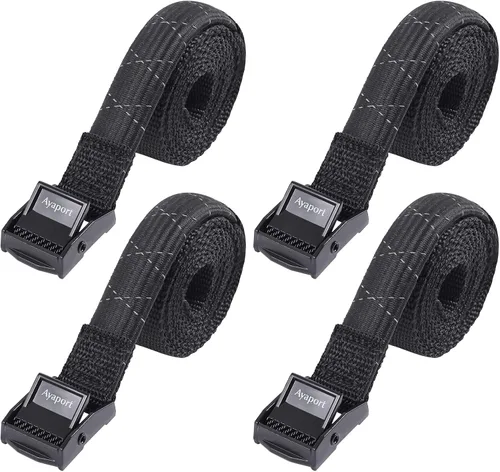 Vista 11 de Ayaport Correas de amarre con hebillas ajustables con hebilla de leva de amarre correa de cincha para embalaje negro, paquete de 4