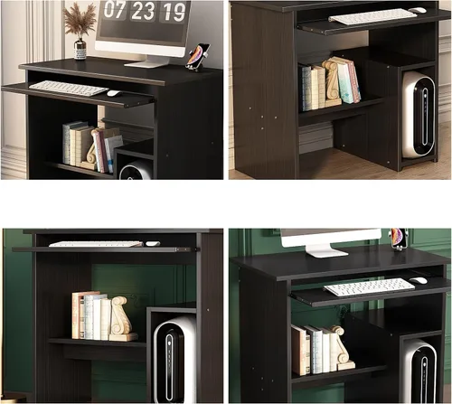 Vista 13 de Escritorio pequeño para computadora para oficina en casa, mesa de juegos compacta para computadora de escritorio y portátil, con cajón