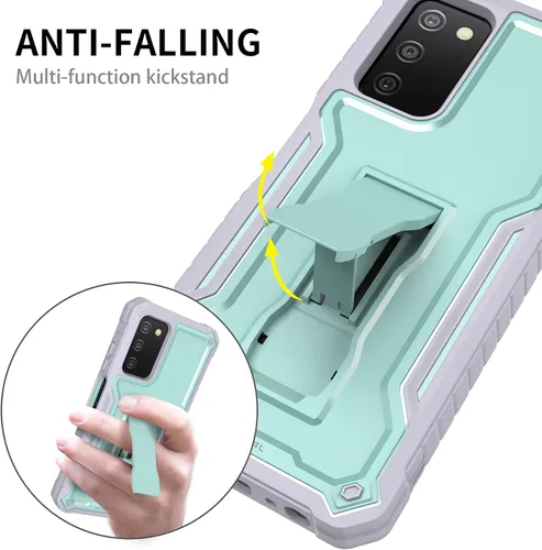 Vista 7 de Funda para Samsung Galaxy A03s 5G, protección de grado militar a prueba de golpes con protector de pantalla HD de vidrio templado y soporte