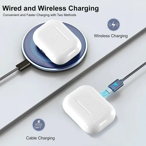 Vista 4 de Funda de carga inalámbrica compatible con AirPod Pro de 1ª y 2ª generación con carga USB-C, repuesto de funda de cargador Air Pod Pro 2 1 con botón