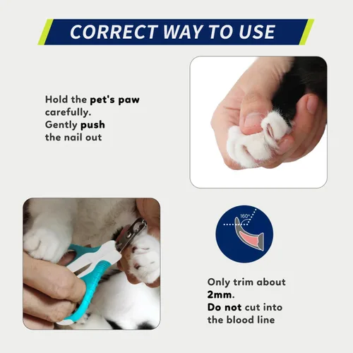 Vista 6 de WePet Cortaúñas para mascotas U07.1, recortadora profesional de garras, tijeras dobladas especiales para gatos, gatitos, perros, cachorros, animales