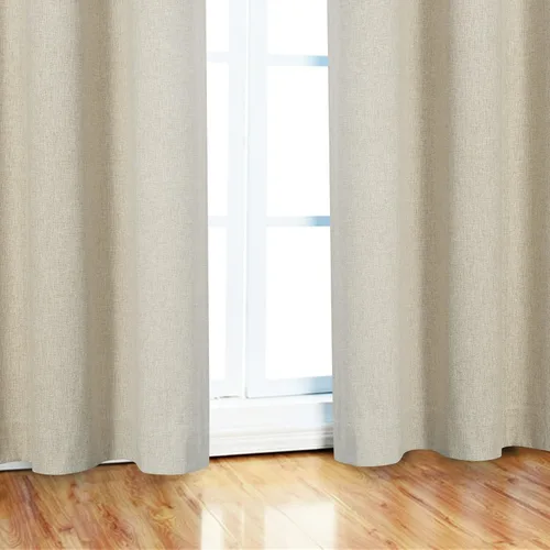 Vista 6 de CAROMIO Cortinas 100% opacas de 54 pulgadas de largo, juego de 2 paneles de lino con textura, aislamiento térmico, cortinas opacas para dormitorio