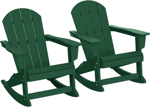 Vista 25 de WestinTrends Silla mecedora Malibu de poliéster para exterior/patio Adirondack, Negra