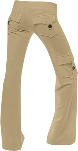 Vista 5 de Pantalones de yoga con corte de bota para mujer, con bolsillos de carga, elásticos, pantalones palazzo, pantalones largos y anchos para entrenamiento