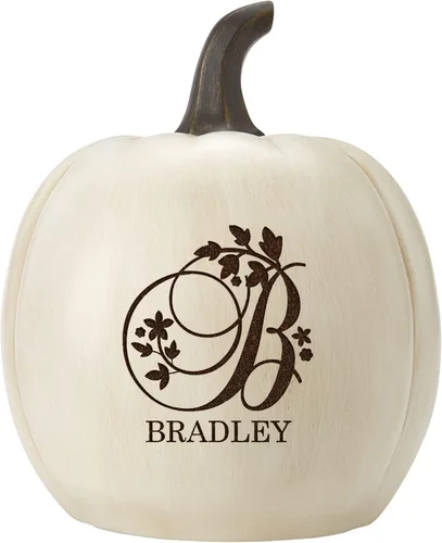 Vista 17 de Let's Make Memories - Lámpara de calabaza con nombre - Adorno de otoño - Calabaza luminosa de uso interior/exterior - Nombre e iniciales
