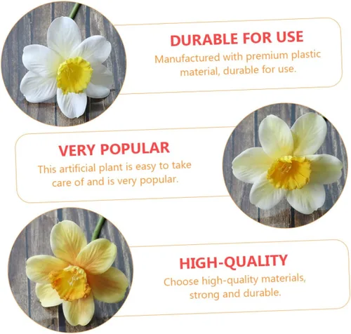 Vista 6 de ORFOFE 9 piezas de narcisos artificiales para fiesta, narcisos, flores de narciso, decoración del hogar, flor de narciso simulada, flor de narciso