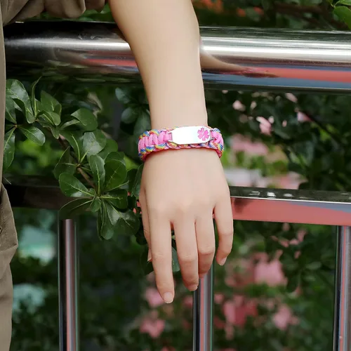 Vista 61 de Pulsera de alerta médica Paracord para hombres y mujeres Pulsera de identificación médica de acero inoxidable con hebillas de liberación lateral