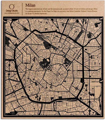 Vista 29 de O3 Design Studio Abu Dhabi - Mapa de corte de papel negro (12 x 12 pulgadas)
