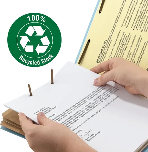 Vista 4 de Smead Carpeta de archivos de clasificación de cartón prensado 100% reciclado, 3 divisores, expansión de 3 pulgadas, tamaño carta, azul, 10 por caja
