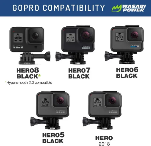 Vista 2 de Wasabi Power Batería (paquete de 2) y cargador triple para GoPro Hero 8 negro (totalmente compatible), Hero 7 Black, Hero 6 Black, Hero 5 Black