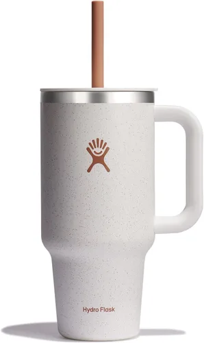 Vista 82 de Hydro Flask Vaso de Viaje con Asa, Tapa y Pajita - Acero Inoxidable Aislado en 24 Oz Aloe