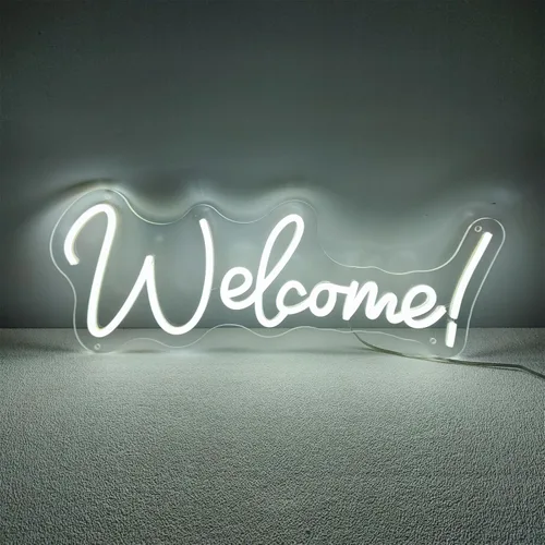 Vista 5 de Letrero de neón de bienvenida para decoración de pared, letreros LED, decoración de fiesta de Navidad, luces de neón para despedida de soltera