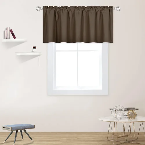 Vista 16 de DECOVSUN Cenefa morada para ventanas de 60 x 18 pulgadas, aislamiento térmico sólido, bolsillo para cortinero, cenefa corta para cocina, cenefa