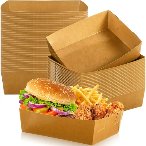 Vista 8 de Uiifan 50 bandejas de papel extra grandes para servir alimentos, 5 libras Negro