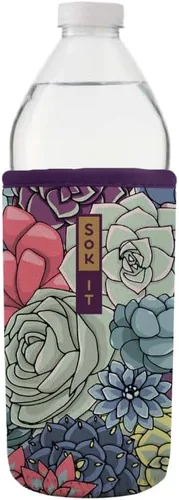 Vista 193 de Sok It BotlSok Funda para botella de agua con cubierta de neopreno aislante (Floral abstracto, se ajusta a CamelBak o Nalgene de 12 onzas)