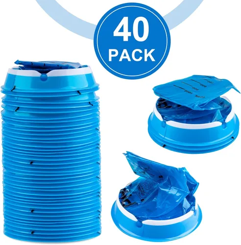 Vista 2 de Paquete de 40 bolsas de vómito desechables, resistentes a fugas, bolsa portátil azul para vómitos, 33.8 fl oz Emesis Vomit, vómito para vómito