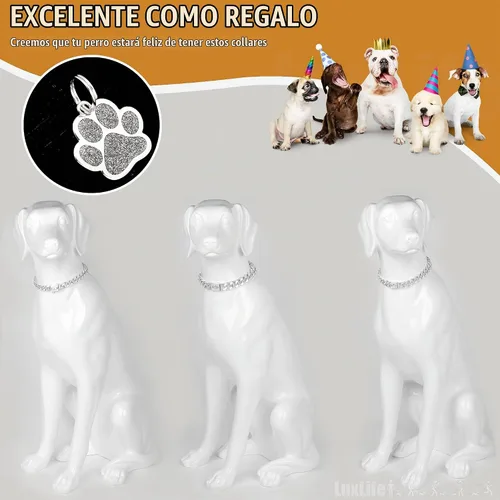 Vista 5 de Collar de cadena para perro, collar de acero inoxidable resistente de 0.394 pulgadas con eslabones cubanos, cadena de metal para perro con hebilla a