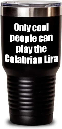 Vista 8 de EzGift Divertido vaso de jugador de lira calabresa para músico, idea de regalo con mordaza aislada con tapa, taza de acero inoxidable, color negro