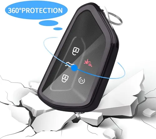 Vista 4 de QBUC Funda para llavero Volkswagen con llavero, funda para llave de coche para VW ID.4 ID.6 MK8 Golf GTI Atlas Cross Sport 2025 Tiguan (negro)