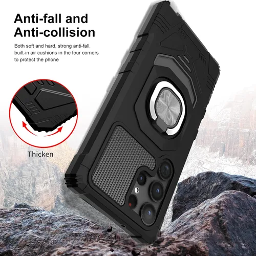 Vista 5 de Ailiber Funda para Samsung Galaxy S23 Ultra, Samsung S23 Ultra con protector de pantalla, soporte de anillo para montaje magnético de automóvil