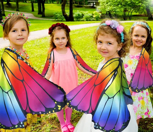 Vista 3 de Creatoy Fairy Butterfly-Wings-Costume for Girls Boys Monarch Butterfly Pretend Play Birthday Gifts Party Favors