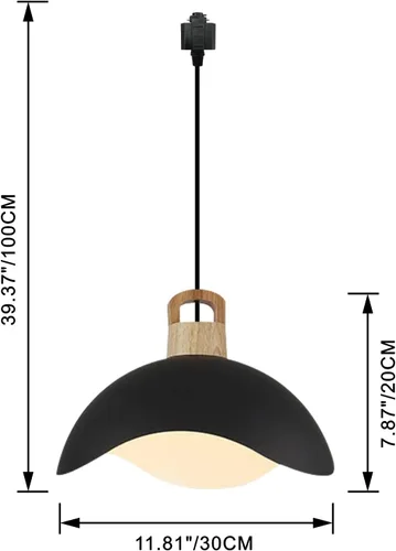 Vista 2 de Kiven Luces de riel tipo H, E26 montadas en pista de 1 luz, estilo nórdico simple, madera de macarrón, lámpara de media luna colgante