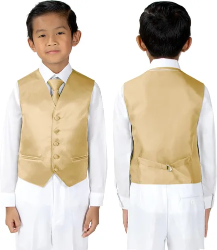 Vista 4 de Spring Notion - Conjunto de chaleco de esmoquin de satén para niños (4 piezas)
