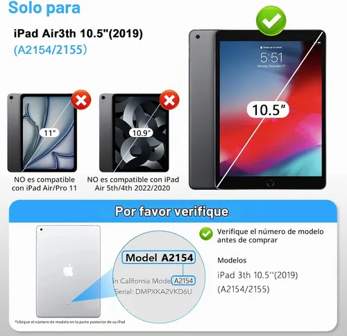 Vista 2 de Paquete de 2 protectores de pantalla para iPad Pro 10.5 Película de vidrio templado transparente resistente a los arañazos compatible con iPad Air