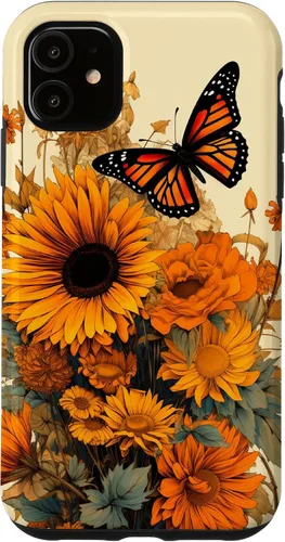 Vista 8 de Vintage Sunflower and Monarch Butterfly Case for iPhone 17