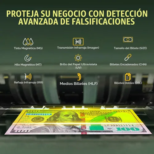 Vista 4 de Kolibri, contador de dinero con detección UV Blanco/Verde (Kolibri Uv/Mg)