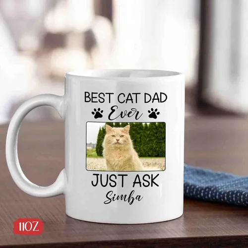 Vista 5 de Taza de café personalizada con foto de gato, taza de café para amantes de los gatos con nombre, con texto en inglés "It's Too Peopley Outside Cat
