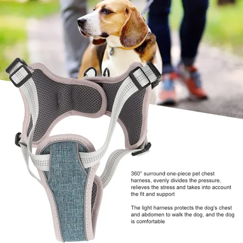 Vista 4 de Dog Vest Harness, Adjustable Reflective No Pull Chest Harness for Large Medium Dogs, Polyester Nylon Outdoor Walking Safety Strap (S)