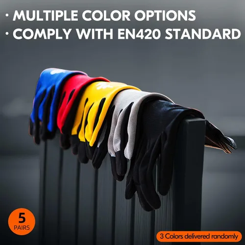 Vista 3 de Vgo... 5-Pairs High Dexterous Work Gloves For Men Women,Breathable,Light Duty,Excellent Grip,Value Pack (L, 5 Colors, AL8736)