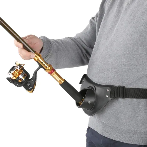 Vista 5 de Cinturón de lucha de pesca, cuero sintético, ajustable, giratorio, para pesca, soporte para poste de barra, accesorio profesional para pescadores