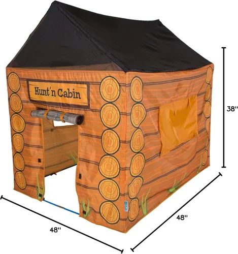 Vista 10 de Pacific Play Tents 61804 Kids Hunt'n Cabin Tent Playhouse, 39 x 27 x 43 pulgadas, marrón