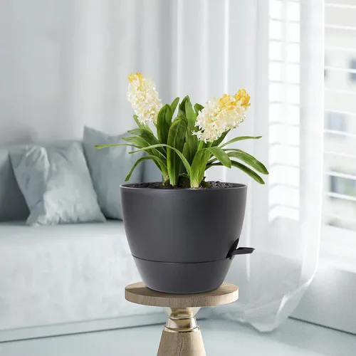 Vista 7 de Meowell Macetas grandes de 12 pulgadas con riego automático para plantas de interior y exterior, macetas para flores con orificios de drenaje