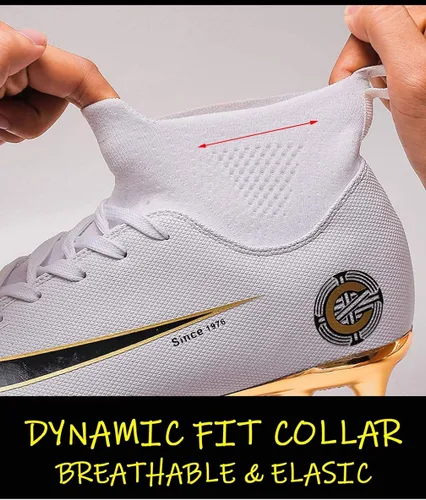 Vista 4 de Niber botines de fútbol para hombres y niños, para césped, para exteriores e interiores, para deportes, correr, caminar, zapatos deportivos